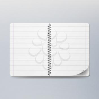 Opened Notebook With Coil Spiral. Vector Spiral Notepad. Clean Mock Up For Your Design. Vector illustration