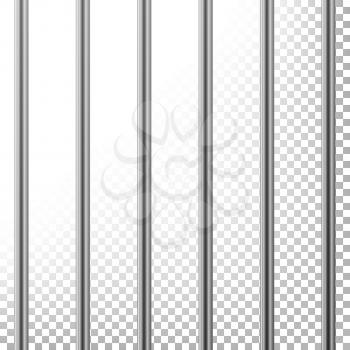 Metal Prison Bars Vector. Isolated On Transparent Background. Realistic Steel Pokey, Prison Grid
