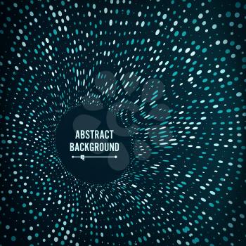 Radial Lattice Graphic Design. Abstract Vector Background. Round Point Particles. Tunnel, Black Hole.
