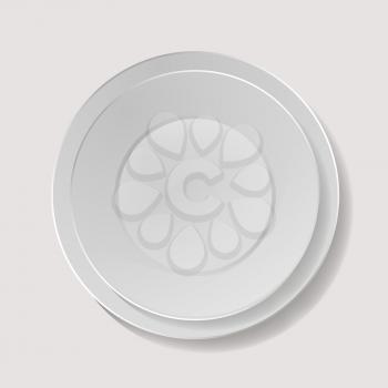 Realistic Plate Vector. Closeup Porcelain Mock Up Tableware Isolated. Clean Ceramic Kitchen Dish Top View. Template For Food Presentation.