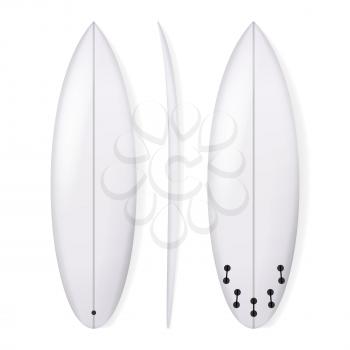 Realistic Surfboard Vector. White Surfing Board Template Isolated On White