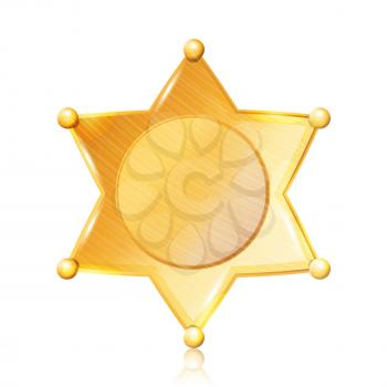 Sheriff Badge Star Vector. Gold Symbol. Municipal City Law Enforcement Department. Isolated On White