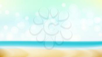 Empty Tropical Beach Background Vector. Seascape Tropical Illustration. Travel Holiday Adventure Concept. Exotic Illustration