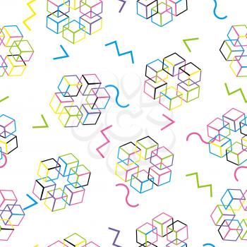 Vector Pattern 80s. Geometric Seamless Abstract Background. Retro Memphis Style 1980s