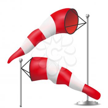 Windsock Sign Isolated Vector. Meteorology Aviation Red And White Illustration