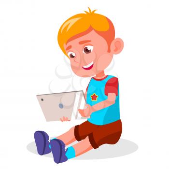 Children s Gadget Dependence Vector. Internet Addiction. Watching Video, Playing Game. Modern Technologies. Isolated Illustration
