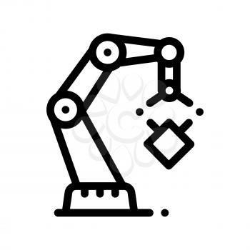 Mechanic Robot Transportation Crane Vector Icon Sign Thin Line. Artificial Intelligence Robot Detail Arm For Moving Box Linear Pictogram. Fingerprint, Microchip, Assembly Contour Illustration