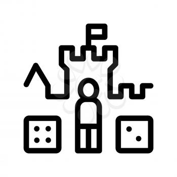Interactive Kids Castle Personage Vector Sign Icon Thin line. Castle, Character Figure And Glassie Game Children Playing Gaming Items Linear Pictogram. Monochrome Contour Illustration