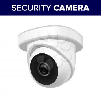 Ceiling Supervision Security Video Camera Vector. Cctv Camera Transmit Video And Audio Signal To Wireless Receiver Through Radio Band. Privacy Monitoring Security Realistic 3d Illustration