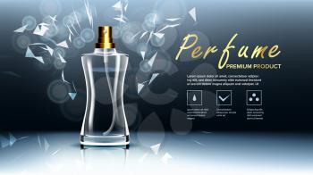 Cosmetic Glass Packaging Vector. Soft Spray. Perfume, Essence. Bottle. Isolated Transparent Realistic Mockup Template Illustration