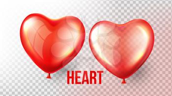 Heart Balloon Vector. Transparent 3D Realistic Balloon In Form Of Heart. 8 March Day Design. Flying Object. Illustration