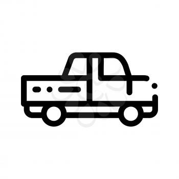 Agricultural Pickup Cargo Vector Thin Line Icon. Pickup Little Truck Carriage Machine For Conveyance Farm Tool. Machinery Transport Linear Pictogram. Monochrome Contour Illustration