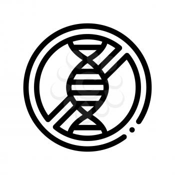 Allergen Free Sign Genom Vector Thin Line Icon. Hereditary Trait Allergen Free Linear Pictogram. Crossed Out Mark With Molecule Healthy. Designed Black And White Contour Illustration