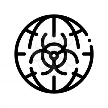 Biohazard Symbol Problem Vector Thin Line Icon. Earth Planet Environmental Problem, Industrial Pollution Linear Pictogram. Greenhouse Effect, Global Warming, Climate Change Contour Illustration