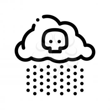 Acid Rain Earth Problem Vector Thin Line Icon. Cloud Drops And Skull Environmental Problem, Industrial Pollution, Contamination Linear Pictogram. Greenhouse Effect, Climate Change Contour Illustration