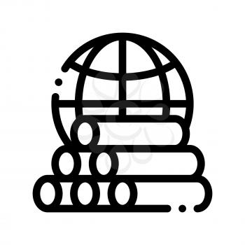 Tubes Planet Earth Problem Vector Thin Line Icon. Tubing Produce Metal Spout Environmental Problem, Industrial Pollution, Contamination Linear Pictogram. Greenhouse Effect Contour Illustration