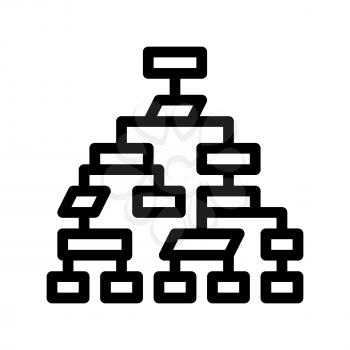 Structure Computer System Vector Thin Line Icon. Hierarchical Structure Diagram, Data Encryption Linear Pictogram. Programming Languages, Bug Fix, HTML, Script Contour Illustration