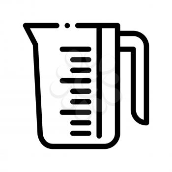 Porcelain Laundry Service Cup Vector Line Icon. Measuring Cup, Water Bowl Washing Clothes Linear Pictogram. Laundromat, Dry-Cleaning, Launderette, Stain Removal Contour Illustration