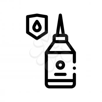 Waterproof Material Glue Vector Thin Line Icon. Waterproof Material Mastic Bottle Container, Industrial Use Linear Pictogram. Clothes, Moisture Absorbing Substance Contour Illustration