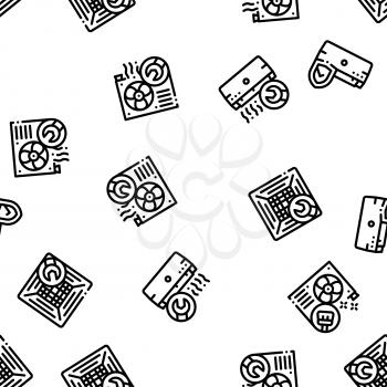 Conditioner Repair Vector Seamless Pattern. Conditioner Repair, Fixing Equipment Linear Pictograms. Air Conditioning System Maintenance, Technical Support, Tools Kit Color Contour Illustrations