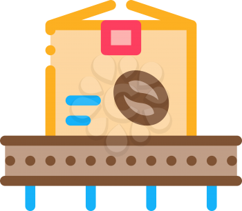 coffee production conveyor icon vector. coffee production conveyor sign. color symbol illustration