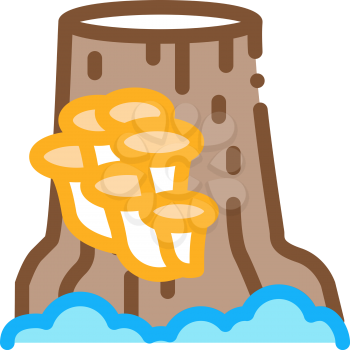 mushroom growing on stump icon vector. mushroom growing on stump sign. color symbol illustration