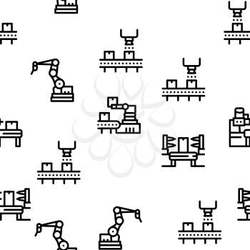 Manufacturing Process Seamless Pattern Vector Thin Line. Illustrations