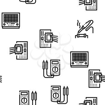 Radio Repair Service Seamless Pattern Vector Thin Line. Illustrations