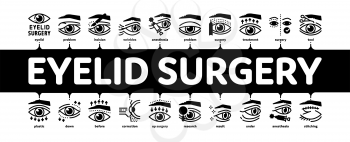 Eyelid Surgery Healthy Minimal Infographic Web Banner Vector. Eyelid Surgery Blepharoplasty Cosmetic Correction, Injection And Smoothing Wrinkles Illustration