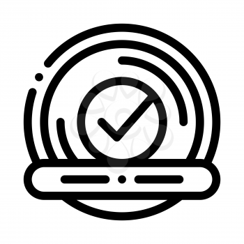 Approved Button With Text Element Vector Icon Thin Line. Approved Sign On Document File And Hands, Computer Monitor And Smartphone Display Concept Linear Pictogram. Monochrome Contour Illustration
