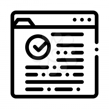 Internet Web Site With Approved Mark Vector Icon Thin Line. Approved Sign On Document File And Hands, Computer Monitor And Smartphone Display Concept Linear Pictogram. Monochrome Contour Illustration