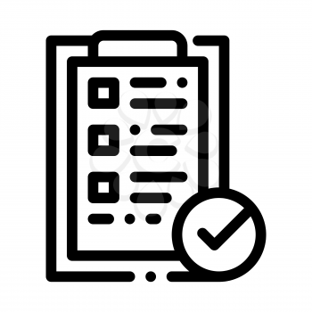 Tablet Clip With Approved Check List Vector Icon Thin Line. Approved Sign On Document File, Computer Monitor And Smartphone Display Concept Linear Pictogram. Monochrome Contour Illustration