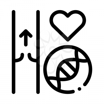 Heart Vaisseau Sanguin Biomaterial Vector Icon Thin Line. Biology And Science Flasks, Bioengineering, Dna And Medicine Vaccine Biomaterial Concept Linear Pictogram. Monochrome Contour Illustration