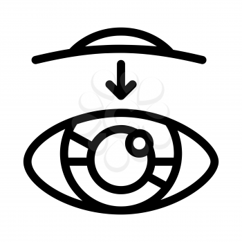 Eye Vision Contact Lens Biomaterial Vector Icon Thin Line. Biology And Science Flasks, Bioengineering, Dna And Medicine Vaccine Biomaterial Concept Linear Pictogram. Monochrome Contour Illustration