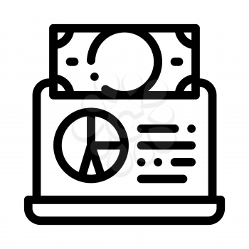 Graph On Laptop Screen Money Financial Vector Icon Thin Line. Dollar Sign On Smartphone Display And Magnifier, Web Site Financial Concept Linear Pictogram. Monochrome Contour Illustration