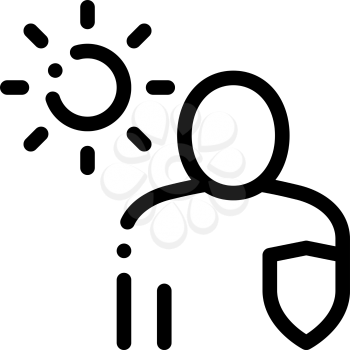 Sun Protected Man Icon Vector. Outline Sun Protected Sign. Isolated Contour Symbol Illustration