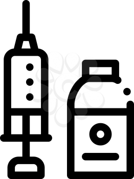 Syringe and Medicine Beaker Icon Vector. Outline Syringe and Medicine Beaker Sign. Isolated Contour Symbol Illustration