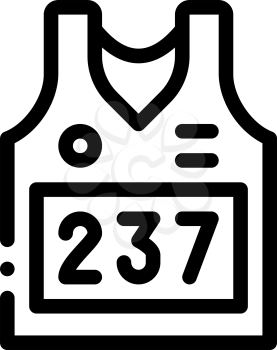 Vest with Personal Athlete Number Icon Vector. Outline Vest with Personal Athlete Number Sign. Isolated Contour Symbol Illustration