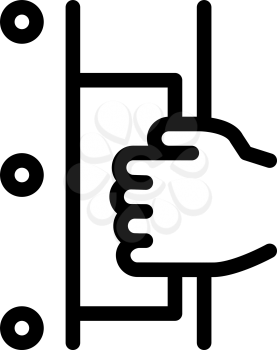 Hand Opens Refrigeration Door Icon Vector. Outline Hand Opens Refrigeration Door Sign. Isolated Contour Symbol Illustration