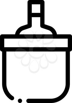 Drink Bottle in Cooling Bucket Icon Vector. Outline Drink Bottle in Cooling Bucket Sign. Isolated Contour Symbol Illustration
