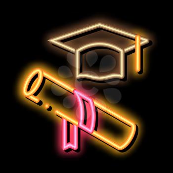 Academy Graduate Attributes neon light sign vector. Glowing bright icon Academy Graduate Attributes sign. transparent symbol illustration