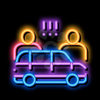 Quarrel between Car Drivers neon light sign vector. Glowing bright icon Quarrel between Car Drivers sign. transparent symbol illustration