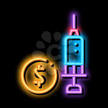Expensive Medical Injection neon light sign vector. Glowing bright icon Expensive Medical Injection sign. transparent symbol illustration