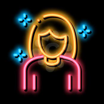 Woman Personal Care neon light sign vector. Glowing bright icon Woman Personal Care sign. transparent symbol illustration