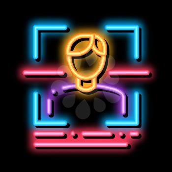 Information About Person When Scanning neon light sign vector. Glowing bright icon Information About Person When Scanning sign. transparent symbol illustration