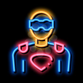 Super Hero Man neon light sign vector. Glowing bright icon Super Hero Man sign. transparent symbol illustration