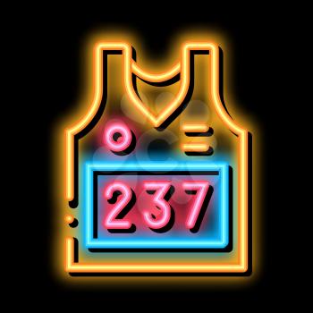 Vest with Personal Athlete Number neon light sign vector. Glowing bright icon Vest with Personal Athlete Number sign. transparent symbol illustration