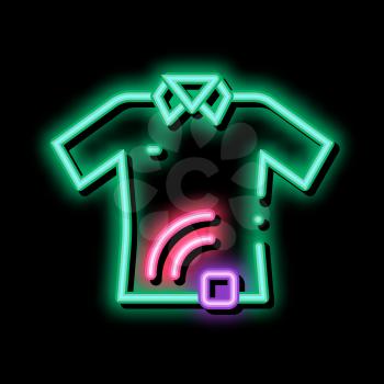 T-shirt with Signal Sensor neon light sign vector. Glowing bright icon T-shirt with Signal Sensor sign. transparent symbol illustration