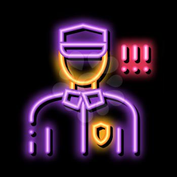 Policeman Control Security neon light sign vector. Glowing bright icon Policeman Control Security sign. transparent symbol illustration