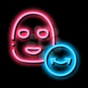 Wrinkle Face Mask neon light sign vector. Glowing bright icon Wrinkle Face Mask sign. transparent symbol illustration